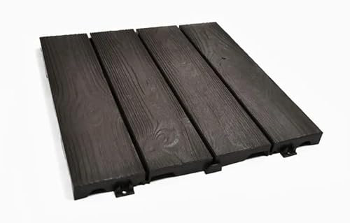 WUEFFE Piastrelle in plastica Effetto Legno 38x38 h2,5 - mattonella piastrella plastica (caffè, 10)