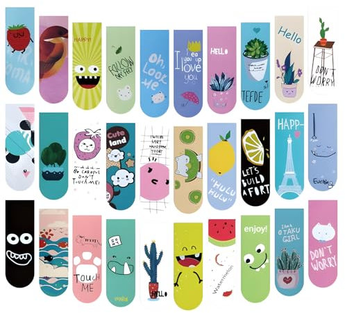 Juxtaposia 30 Stück Lesezeichen Kinder,Lesezeichen Magnetisch zur Seitenmarkierung in Büchern,Magnetic Markings für Lehrer, Studenten, Buchliebhaber, etc.