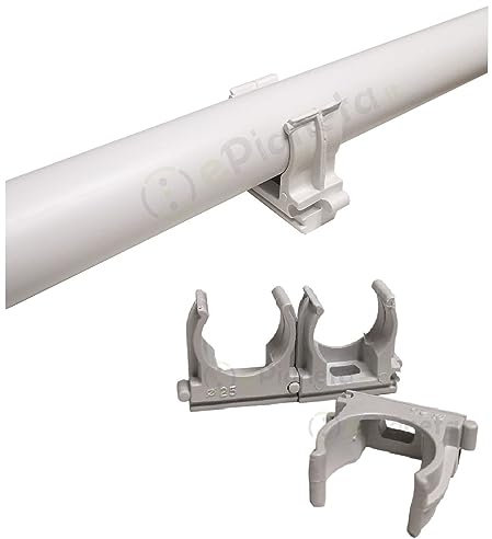 20 CLIPS per fissaggio tubi rigidi o flessibili Ø 20 mm fissatubo a scatto IP40 grigio RAL 7035
