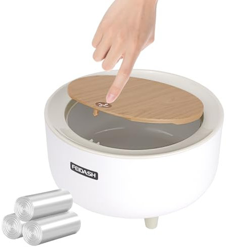 CRITIVE-S Desk Bin with Press lid, Bedroom Bin Small with 3 Rubbish Bags, Mini Office Desktop Dustbin 2 L, Rubbish Tiny for Bathroom Kitchen Living Room Desk Car