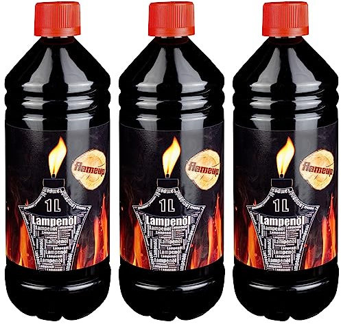 Lampenoel 1-48 Liter Lampenöl Oel Garten Fackeln Laterne Fackel Öl Innen Camping Flasche Oil Outdoor Öllampe Petroleum Lampe flüssig Gartenfackeln Flameup, Anzahl:3 L