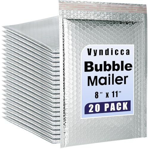 Vyndicca 20 Pack Thermal Bubble Mailer,8 x 11 Metallic Bubble Mailers,Self Seal Cool Bubble Mailers,Foil Mailing Envelopes, Waterproof Padded Envelopes,Insulated Shipping Bags for Cold Shipping