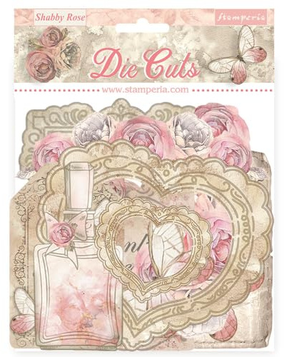 Stamperia - Die Cuts for Scrapbooking, Albums, Card Making, Bullet Journalling and More, Laser Cut Cardboard Shapes, Easy to Glue, Perfect for Hobbies, Crafts, and Gifting (Shabby Rose) (Assorted)