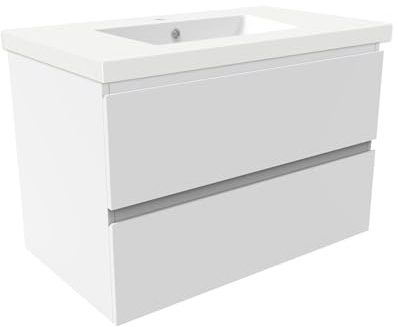 AICA Meuble Salle de Bain 80cm Simple Vasque Blanc