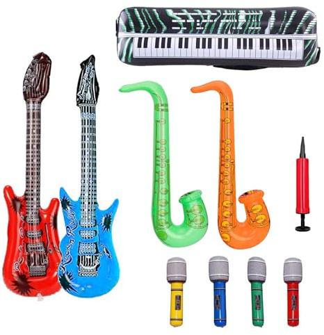 Werownsgso Set di props gonfiabili, strumenti gonfiabili, per chitarra, sassofono elettronico, per feste, feste, carnevale, feste a tema, cosplay