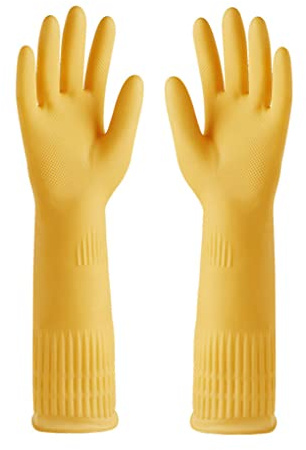 siduytin 2X Gummihandschuhe, Küchenhelfer, Gartengerät, Verarbeitung, Verlängerung, kein Auslaufen, tolle Abdichtung, Haushaltszubehör, Hof, Gelb, L