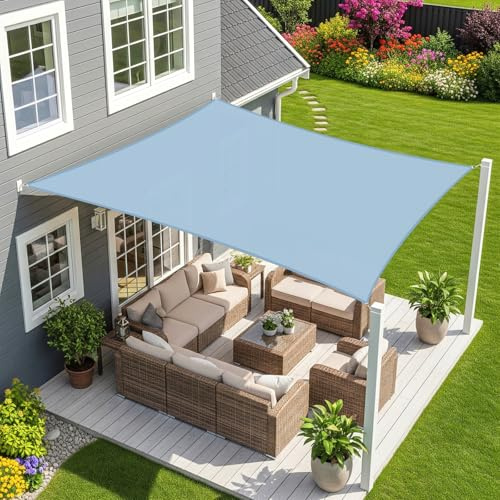 Sunnylaxx 4x4m Gris Bleu Tenda a Vela Quadrat Ombreggiante, Impermeabile Vele Parasole Protezione UV per Esterno, Giardino e Terrazza, Piscina