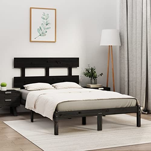 Iiaky Massivholzbett Bettgestell Bed Frame Bett Mit Bettkasten Hausbett Bett Massivholz Schwarz 200x200 cm - 3104697