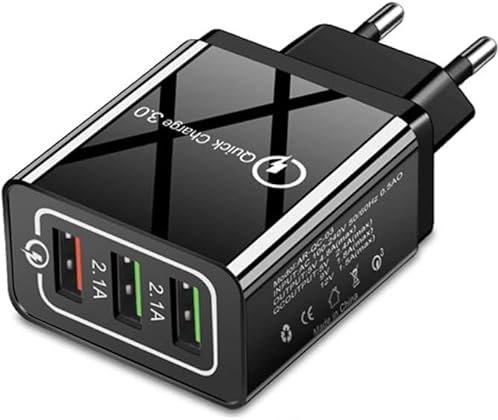 N35CS USB Ladegerät, 3-Port QC 3.0 Schnellladegerät, 100-240V, 5V/9V/12V, Max. 4,8A, Mehrfach USB Ladeadapter für Smartphones, Tablets & mehr