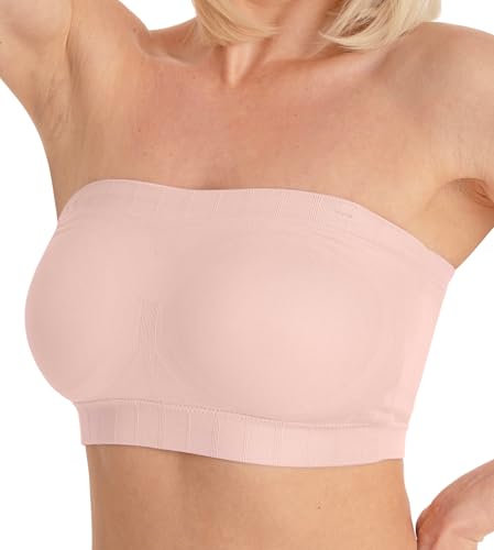 Conturve Women's Underwire Seamless Convertible Bandeau Bra – Topable Strapless Bra for Women Blush Pink