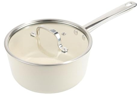 2.7L Saucepan with Lid, 20cm Non Stick Sauce Pan for Cooking with Cool Handle, Small Ceramic Stock Pot with Lid, Available for Stove, Induction, Gas, Halogen, Non Toxic, PFOA Free