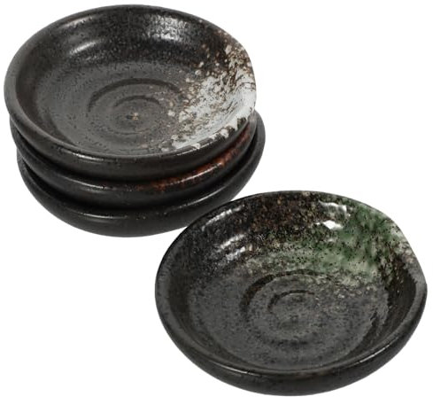 SOIMISS Platos De Condimentos De Cerámica Japonesa Colores Variados 4 Piezas Pequeños Platos Para Salsa y Mojar Uso Doméstico Base Antideslizante Para Acompañamientos