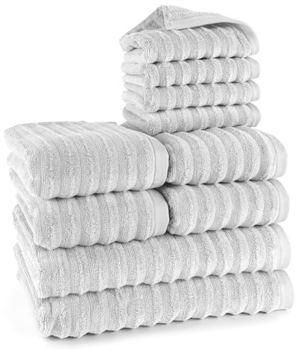 Pure Label Handtücher Set 10-TLG 2x70x140 4x50x100 4x30x50 Hellgrau | Weich, saugstark und pflegeleicht – für ein angenehmes Gefühl jeden Tag