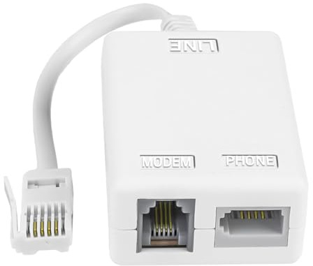BYTLEOUTJ Spina BT a ADSL RJ11 a banda larga Internet microfiltro splitter, maschio a femmina per modem fisso router presa WiFi telefono bianco cavo Sky