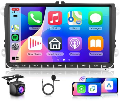 2G+64G Rimoody Android bilradio för VW Golf 5 Golf 6 Passat Polo Tiguan Touran Caddy Skoda Seat, 9 radio med Carplay Android Auto trådlös GPS Navi Bluetooth FM/RDS radio wifi backkamera