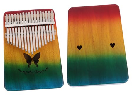 Veemoon Kalimba Daumenklavier 17 Tasten aus Holz mit Edelstahl Saiten Kleiner Fingerklavier für Erwachsene Tragbares Musikinstrument mit Schmetterlingsdekor