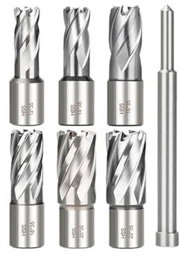 7pcs HSS Core Drill Bit Annular Cutter 12-22mm Weldon Shank Hollow Drill Set Magnetic Drill for Stainless Steel Metal