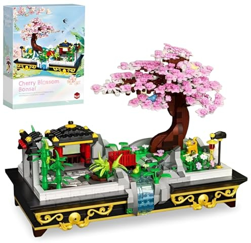 Cherry Blossom Bonsai Building Block Set, 1008 PCS Mini Sakura Tree House Building Kit, Creative Micro Japanese Architectural Bricks Model Toys, Gift for Adults and Teens