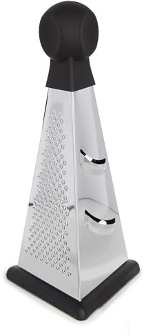 BergHoff Reibe 3-seitig Essentials (drei verschiedene Reibe-Funktionen, Küchenreibe, Käsereibe, Gemüsereibe, Küchenraspel, spülmaschinenfest, Edelstahl-Reibe, für Käse, Gemüse) 1100136