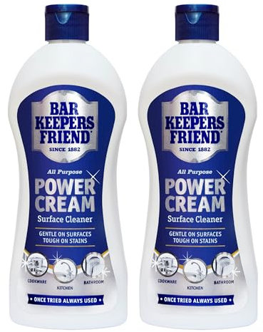 Bar Keepers Friend Power Cream 2x350ml - All Purpose Surface Cleaner - Gentle on Surfaces, Tough on Stains - Perfect to use in Bathrooms, Kitchens and Cookware