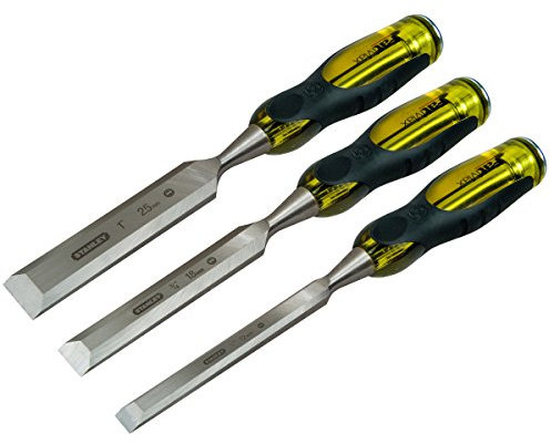 Stanley FatMax Stechbeitel-Set, 12,18,25mm Klingenbreite, Thru-Thang-Klinge, Stahl-Schlagkappe, DIN 5139, 0-16-265