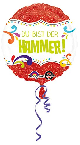 Du bist der Hammer Runder Folienballon - Rot Bunt 43 cm