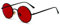 Inlefen Occhiali da sole Uomo Donna Round Retro Vintage Round Style Occhiali da sole Colored Metal Frame Glasses Glasses Rosso nero