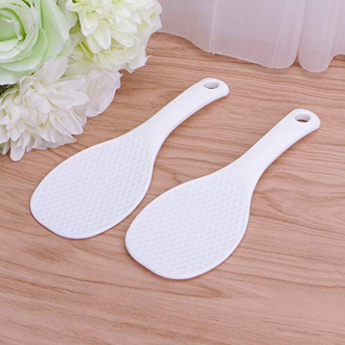 Sitrda Cucchiaio da Cucina in plastica Bianca, Antiaderente, per mescolare Riso e Sushi, 2 Pezzi