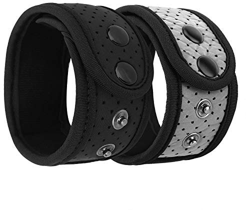 MoKo 2-Pack Sweatproof Ankle Strap Fit Fitbit Luxe/Inspire 2/HR/Inspire/Charge 5/4/3/2/Alta/Alta HR/Flex 1/2/Garmin, Adjustable Fitness Tracker Ankle Band with Mesh Pouch - Black + Reflective Gray