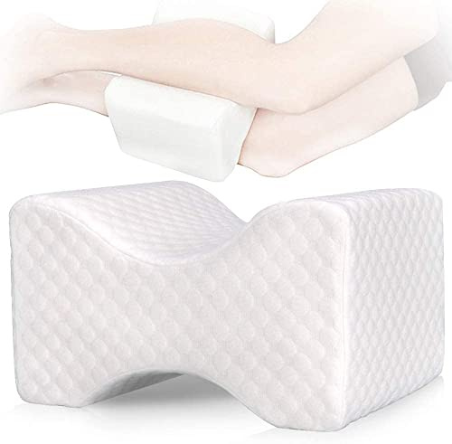 Luoov Orthopädisches Kniekissen für Ischias, Rückenschmerzen, Beinschmerzen, Schwangerschaft, Hüft- und Gelenkschmerzen – Memory-Schaum Keilkontur White Knee Pillow