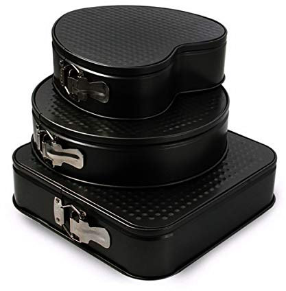 PONIXA Set di 3 stampi per torte antiaderenti a sgancio rapido con base rimovibile