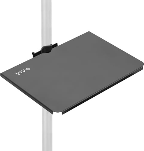 VIVO Universal Steel 14 x 10 inch Shelf Pole Mount for Microphone Stand, TV Cart, Speaker Stand, and More/Clamp-on Utility Storage Platform, Black, MOUNT-SF13P