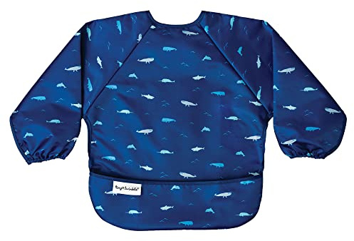 Tiny Twinkle Long Sleeve Bib for Babies & Toddlers | Waterproof Smock Bib for Eating | Machine Washable & Mess-Proof Feeding Essentials | Newborn Shower Gift (Ocean Life, 2-4Y)