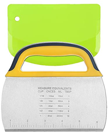 Spatola Pizza Tarocco per Impasti, 2 Pcs Tagliapasta Multiuso, Tagliapasta Spatola in Acciaio Inossidabile e Raschietto in Plastica per Impasti/Torte/Cottura/Pasta/Pane/Pizza/Dolci