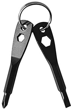 Gadget multifonctionnel 4 en 1 EDC One Character Cross Portable Mini tournevis Set Porte-clés Cadeau Homme (Noir)