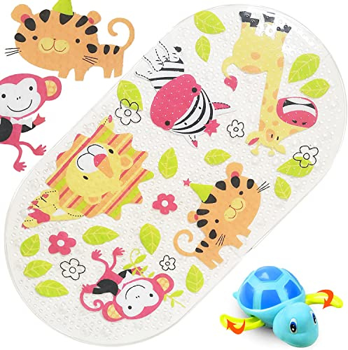 Badewannenmatte Kinder Badewanneneinlage Baby Bunt Antirutschmatte Badewanne Rutschmatte Badematte Zoo Karton Entwurf 38 x 70 cm