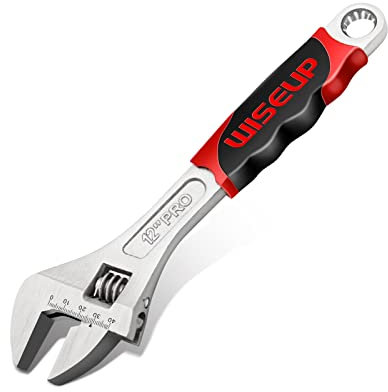 WISEUP Chiavi inglesi 2-in-1, con rullo regolabile, chiave inglese a rullo industriale forgiata CR-V, chiave inglese regolabile con maniglia antiscivolo da 12 pollici (300mm)