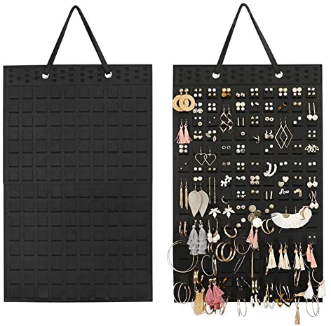 URFEDA Organizzatore di orecchini da parete per riporre gioielli da appendere, può contenere fino a 300 paia, porta orecchini da appendere, espositore per gioielli per donne e ragazze, nero