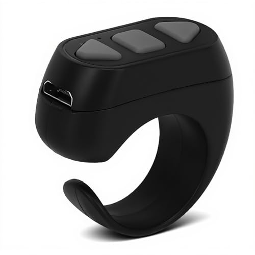 Fernbedienung, Tiktok-Scrolling-Ring, Bluetooth-Seitenwender für App, APP Kompatibel mit IOS und Android (Schwarz)