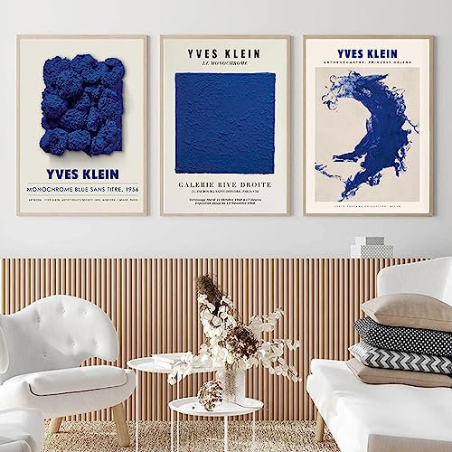 SDVIB Yves Klein abstrakte blaue Kreis-Poster und Drucke, Leinwandgemälde, nordische Wandkunst, Bilder für Wohnzimmer, Heimdekoration, 70 x 100 cm, 3 Stück, rahmenlos