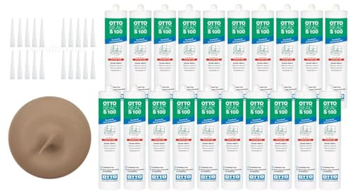 OTTOSEAL S 100 Premium-Sanitär-1K-Silikon Dichtstoff matt auf Acetat Basis Otto Chemie 20er Set (20x matt bahamabeige C8685)