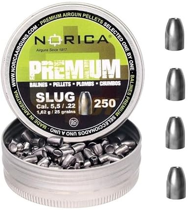 NORICA Lata de Balines Premium Slug 5.5 mm - Calibre .22-1,62 Gramos [Lata 250 perdigones]