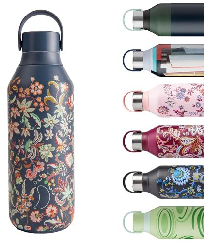 Chilly's Series 2 Trinkflasche - Isolierflasche aus Edelstahl mit Soft-Touch-Kragen & Trageschlaufe - Thermoflasche für heiße & kalte Getränke - Auslaufsicher, kein Schwitzen - Kobushi, 500ml