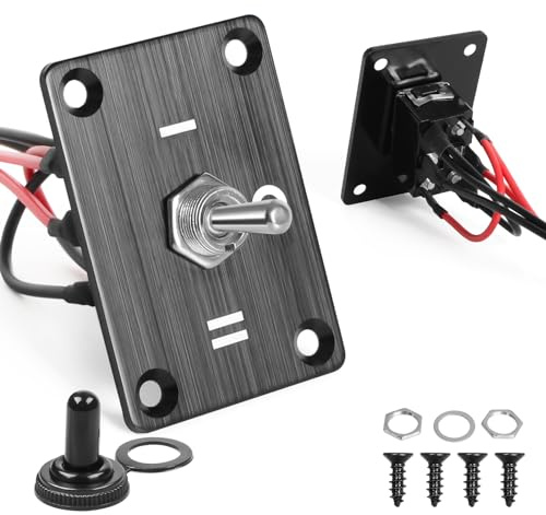 QTEATAK Prewired 6-Pin 3 Position I、II Button Switch, Rocker Switch, Toggle Switch with Mounting Plate - Waterproof Cap Included