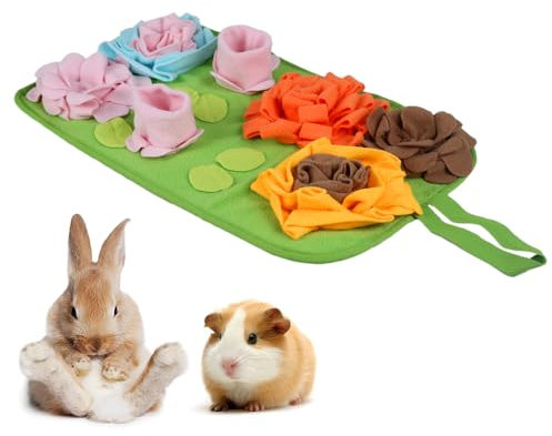 MiOYOOW Futtermatte für Kaninchen, Meerschweinchen Futtersuche Futtermatte Schnüffelmatte Kaninchen Spielzeug mit Rutschfester Gummiunterseite für Kaninchen, Meerschweinchen, Frettchen
