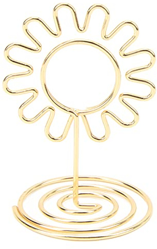 ANKROYU 20 Pezzi Portafoto da Tavolo in Filo Metallico, Segnaposto Floreali, Porta Numeri da Tavolo, Portacarte da Tavolo Riutilizzabile con Superficie Placcata Oro per Matrimonio, Feste (iron wire 2)