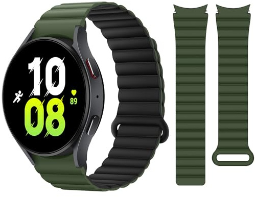 HITZEE Armbänder Kompatibel Mit Samsung Galaxy Watch 7/FE/6 40mm 44mm/6 Classic/5/4, 20mm Silikon Magnetisch Band für Galaxy 4 Classic/5 Pro, Grün/Schwarz