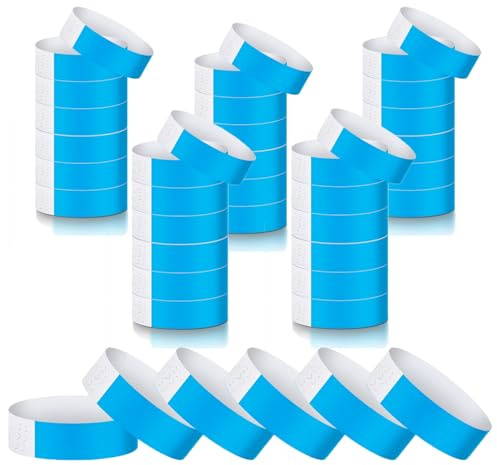 ZhongShuang 500Pcs Paper Wristbands for Events Festival Wristbands Wrist Bands Colorful Paper Like Bracelets for Events Parties Nightclubs Waterparks Music Concert (Blue)