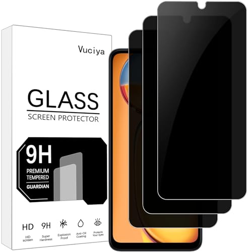 Vuciya 3 Pack Privacidad Protector de Pantalla para Xiaomi Redmi 13C/Xiaomi Poco C65 vidrio templado,Dureza 9H,Sin Burbujas, Antihuellas,Antiarañazos,HD
