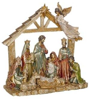 Romimex Weihnachtskrippe, mehrfarbig, Kunstharz, 40 x 39 x 17 cm